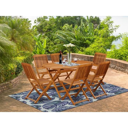 EAST WEST FURNITURE 7 Piece Diboll Acacia Courtyard Dining Set - Natural Oil DICM7CWNA